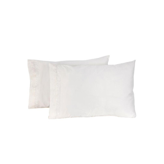 Two-Piece Cushion Cover, White, Lalezar