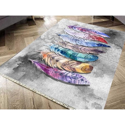 Digital Printed Non-Slip Colorful Velvet Fabric Carpet 80X150 Cm Feather