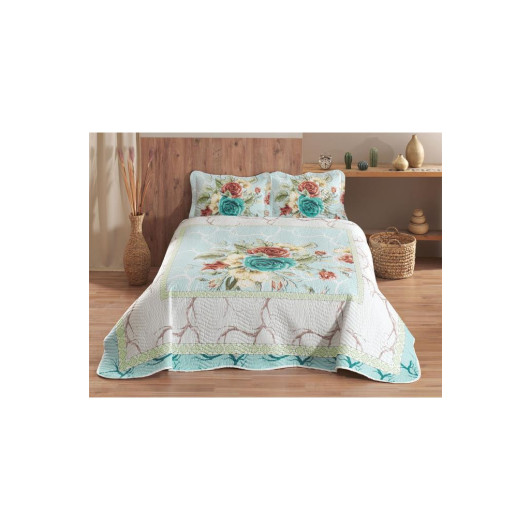 Levante Printed Quilted Double Bedspread Blue