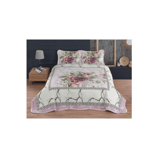 Levante Printed Quilted Double Bedspread Pink