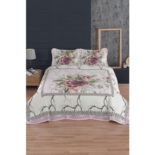 Levante Printed Quilted Double Bedspread Pink