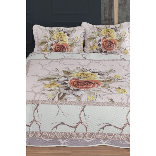 Levante Printed Quilted Double Bedspread Salmon