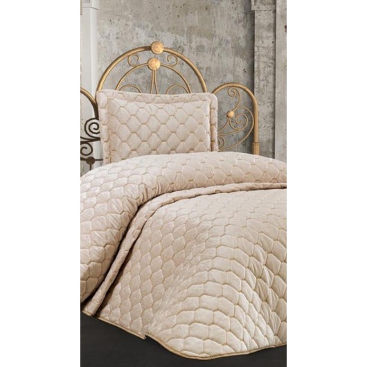Velvet Cappuccino Lima Single Quilted Bedspread/Single Bedspread Set