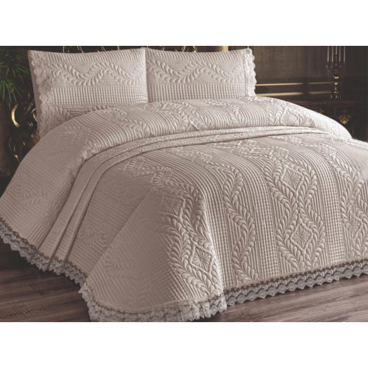 Single Quilted Bedspread In Light Cappuccino Color