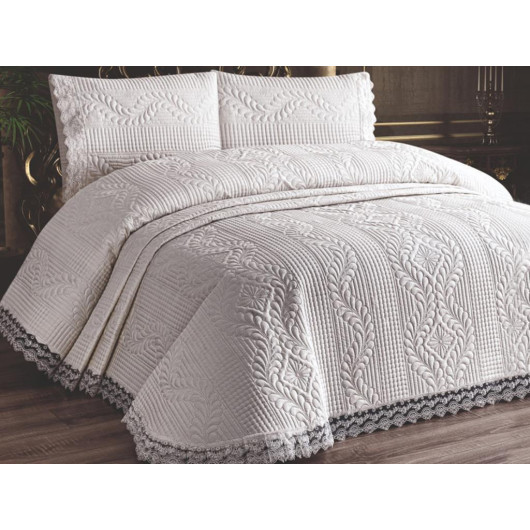Limena Cream Lace Quilted Single Bedspread