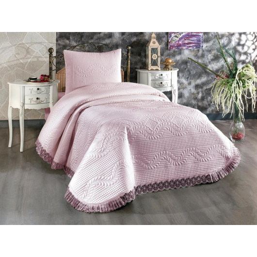 Limena Lace Quilted Single Bedspread Powder