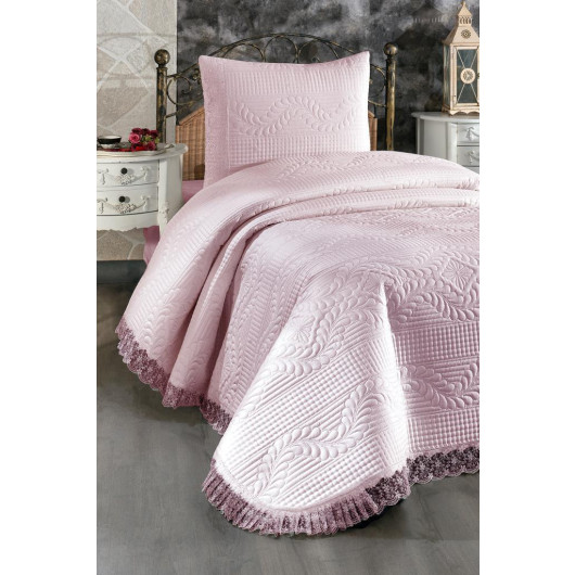 Limena Lace Quilted Single Bedspread Powder