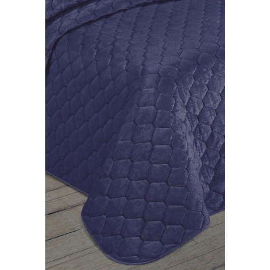 Quilted Double Bed Cover/Quilt Cover, Lizbon Navy