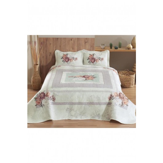 Lorenza Light Orange Quilted Double Bed Cover/Mattress