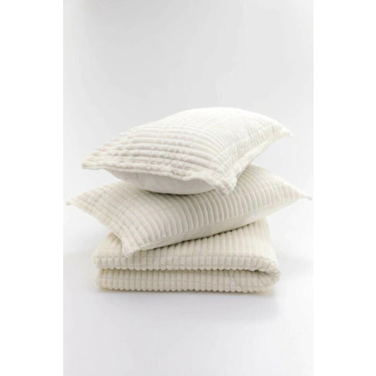 Merinos Modern Line Single Blanket Set Cream