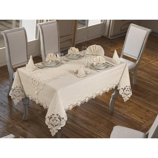 Miray Table Cloth 160X260 Cm 26 Pieces Cream