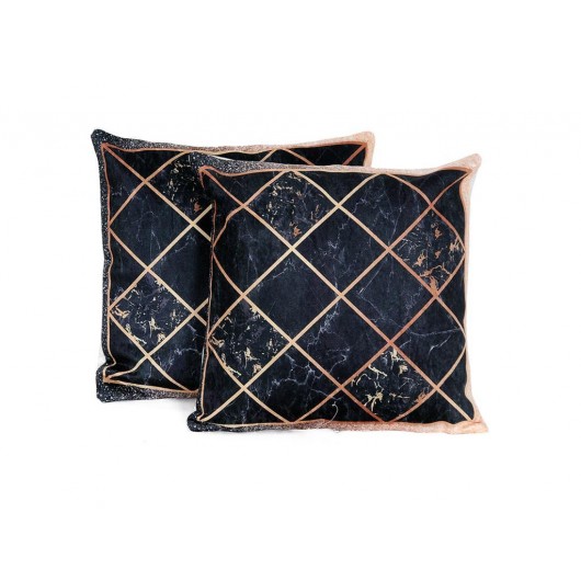 Pillow Cover Of Two Pieces Of Velvet Fabric, Black Mirror