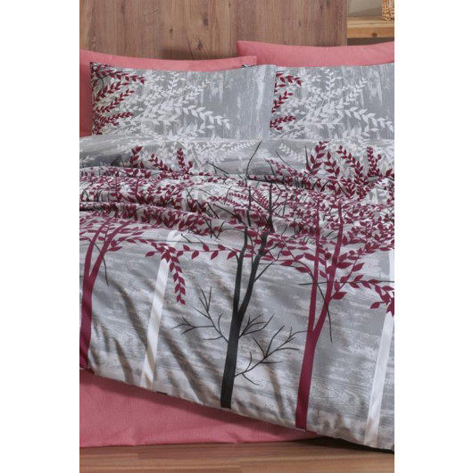 Bedding Set For Double Sleepers, Claret Red/Burgundy Natura