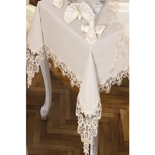 Neslihan 26-Piece Tablecloth Set, Cream Color