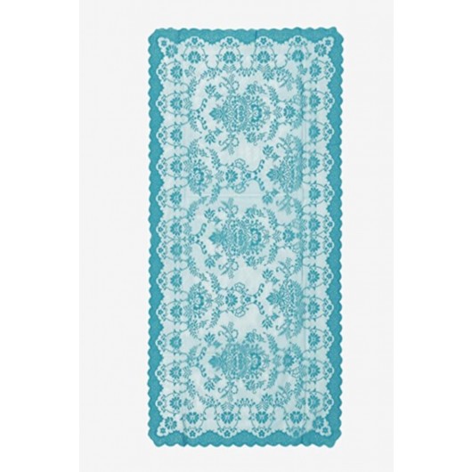 Spring Embroidered Square Table Cover/Runner In Örme Pano Petroleum