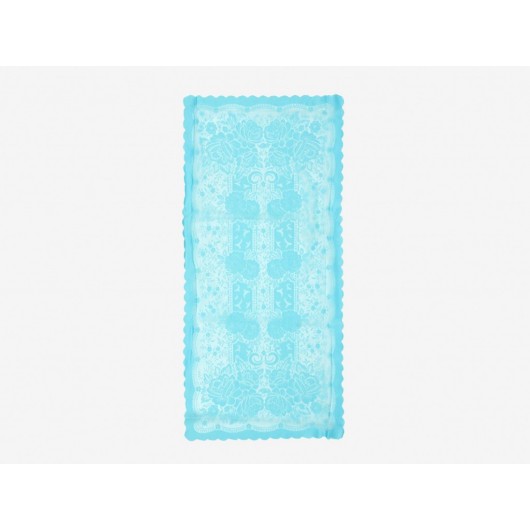 Örme Pano Luxury Embroidered Square Table Cover/Runner, Turquoise