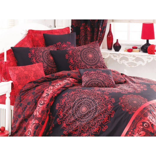 Osmanlı Single Duvet Cover Set, 100% Cotton, Red