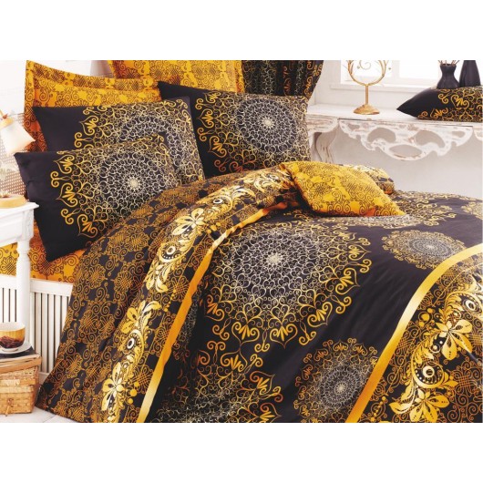 100% Cotton Single Duvet Cover Set, Yellow And Navy