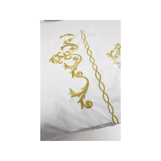 100% Cotton Embroidered 6-Piece Duvet Cover Set Ottoman Cream Color