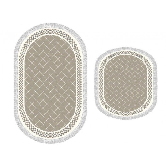 2-Piece Joinery Oval Bath Mat Set Cappuccino