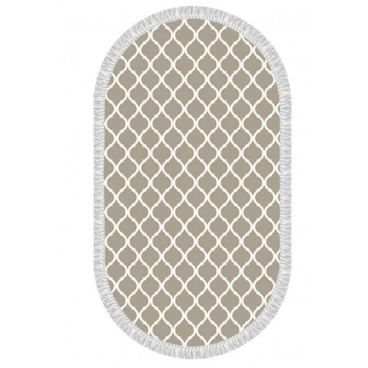 Embroidered Cappuccino 2-Piece Oval Bath Mat/Rug Set