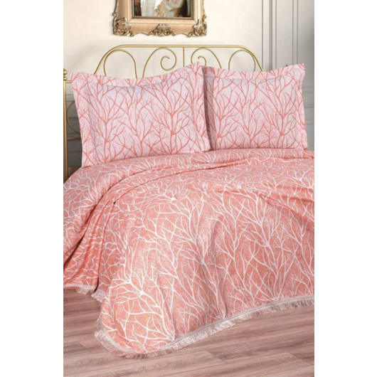 غطاء سرير لشخصين لون زهرة الرمان