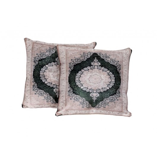 Two-Piece Cushion Cover, Made Of Velvet Fabric, Payitaht Green