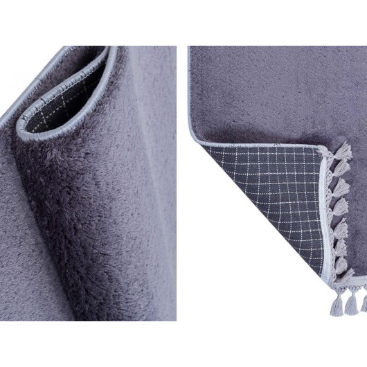 Plush Rectangular Non-Slip Carpet In Anthracite Color