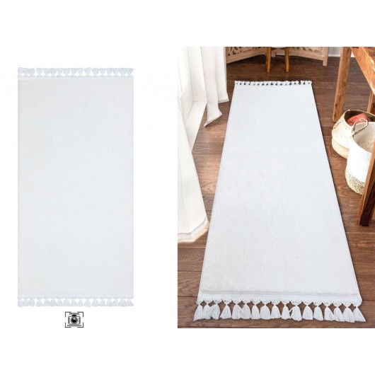 Plush, Rectangular, Non-Slip Carpet, White