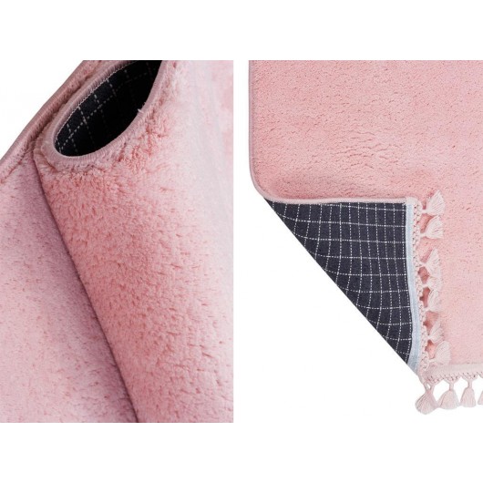 Non-Slip Rectangular Plush Rug In Powder/Light Pink