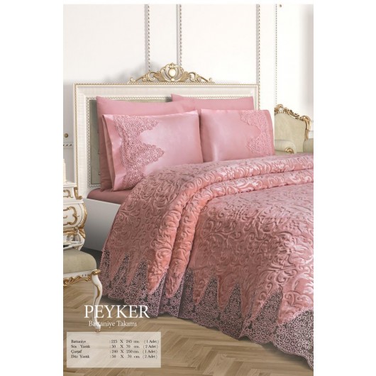 French Guipure Blanket Double Set, Powder/Peyker Pink