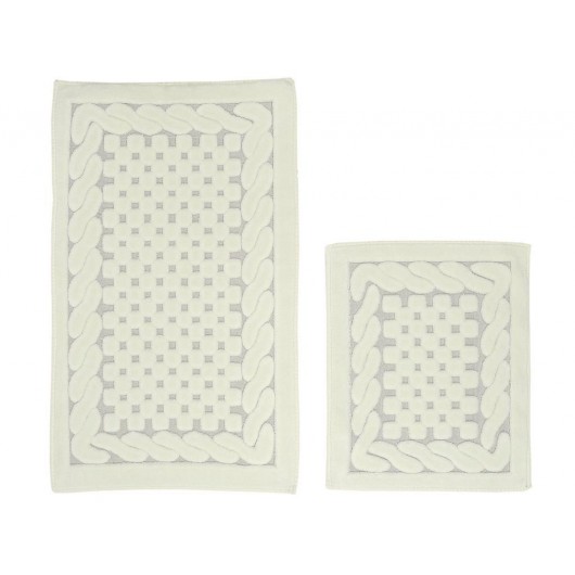 Pitikare 2-Piece Cotton Bath Mat/Rug Set, Cream