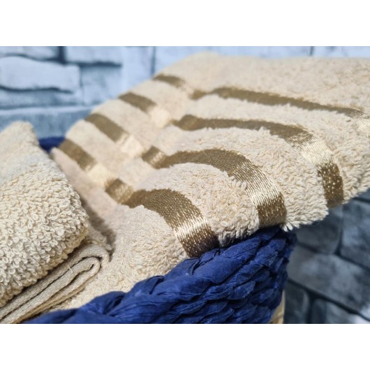 100% Cotton Jacquard 2-Piece Plain Cappuccino Towel Set