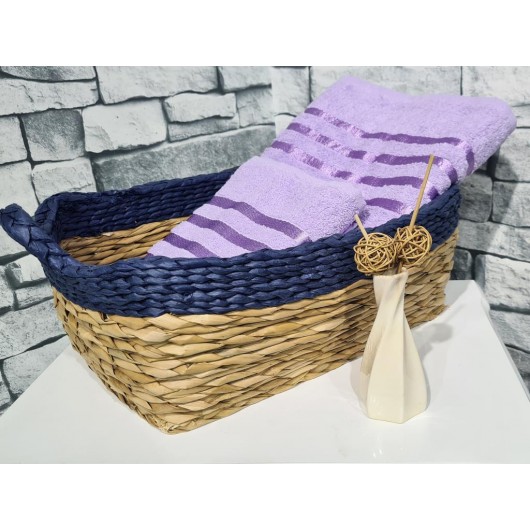 100% Cotton Jacquard Two-Piece Plain Lilac Towel Set