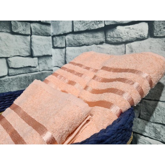 100% Cotton Jacquard 2-Piece Plain Orange Towel Set