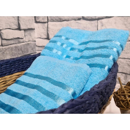 100% Cotton Jacquard Two-Piece Plain Towel Set, Turquoise