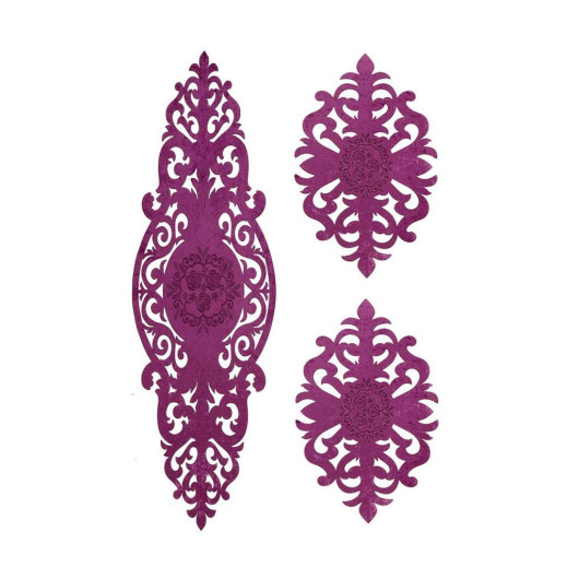 3-Piece Velvet Coverlet/Range Cover Set For Living Room Roseart Purple