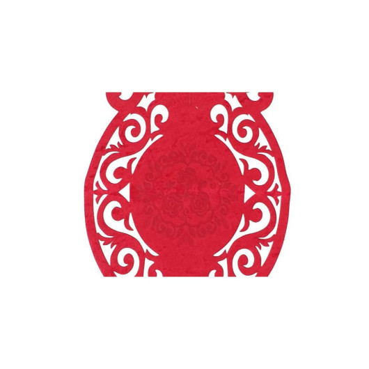 مفرش/غطاء طاولة مطرز فاخر من القطيفة لون احمر Roseart