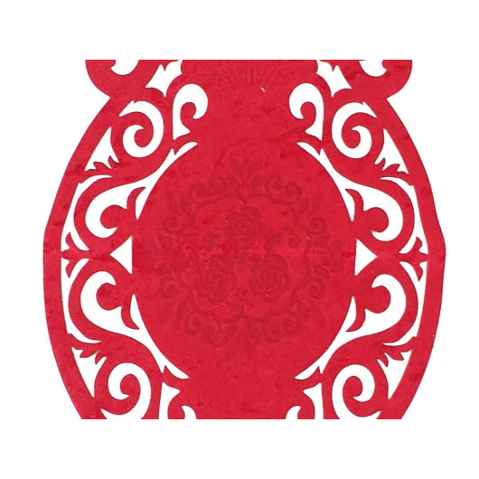 مفرش/غطاء طاولة مطرز فاخر من القطيفة لون احمر Roseart