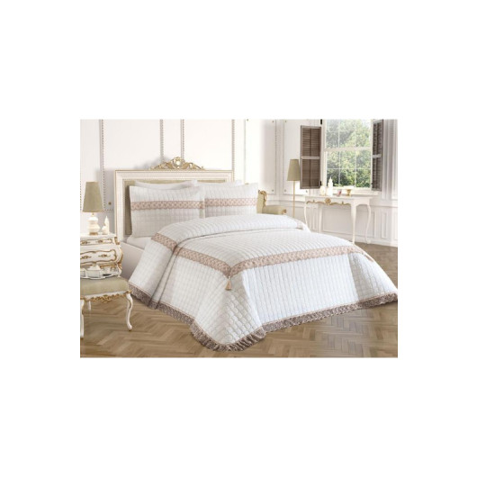 Roza Double Quilted Bedspread Cream Beige