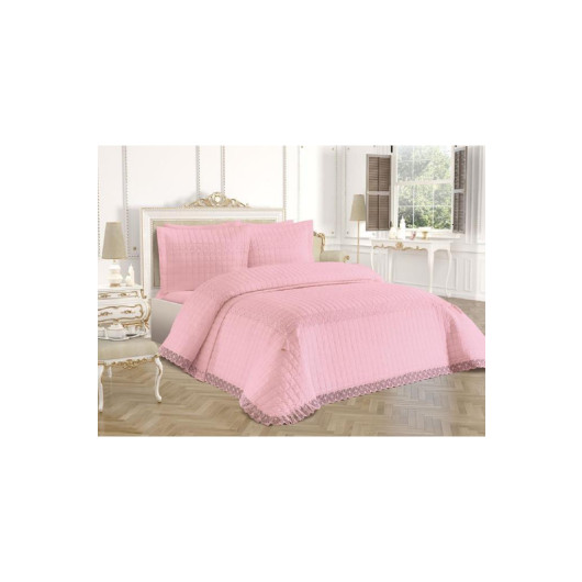Quilted Double Bedspread In Light Pink/Roza Powder