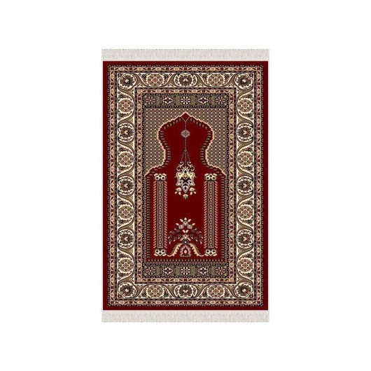 Velvet Prayer Rug, Claret Red/Burgundy Color Safa