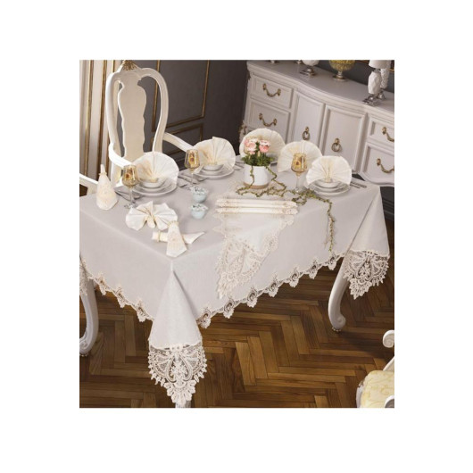 26-Piece Tablecloth Set, Cream Smile