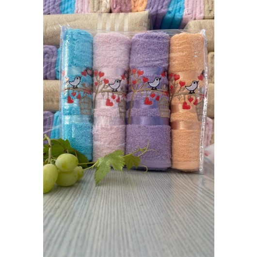 Softy Bird 4-Piece Embroidered Dowry Towel Set