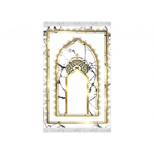 Velvet Prayer Rug With Marble Crown Design