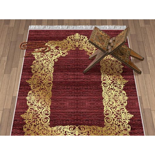 Velvet Prayer Rug, Sultani Red Color