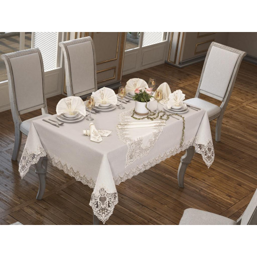 26-Piece Tablecloth Set Sümbül Cream
