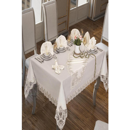 26-Piece Tablecloth Set Sümbül Cream