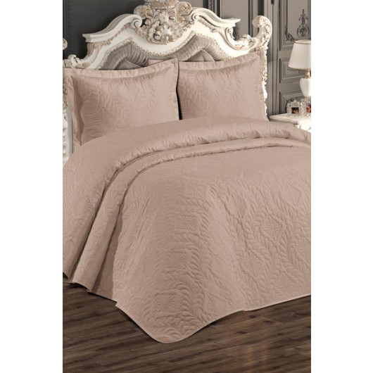 Ultrasonic Quilted Ivory Double Bedspread Beige