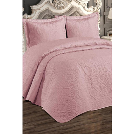 Ultrasonic Quilted Ivory Double Bedspread Powder